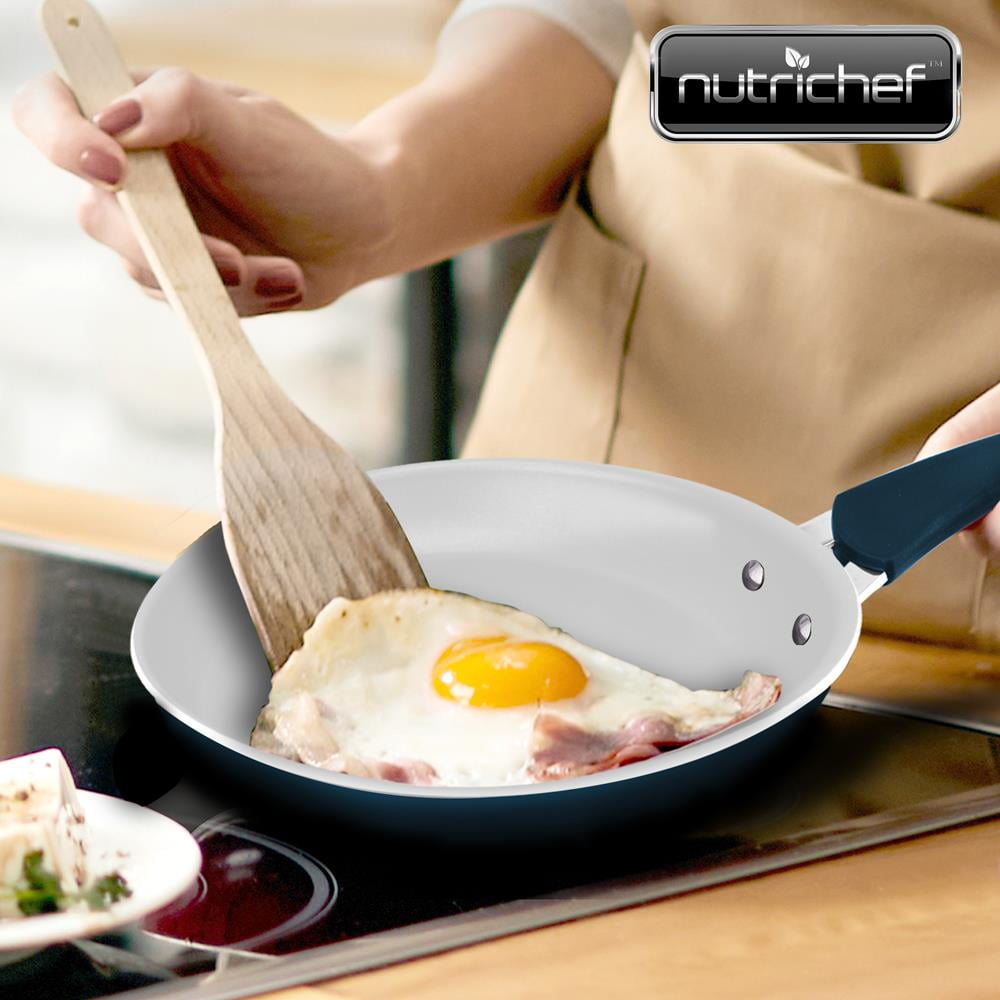 10'' Medium Fry Pan - Non-Stick High-Qualified Kitchen Cookware, Heat Resistant Lacquer Outside, (Works with Models: NCCW14SBLU & NCCW20SBLU) - NutriChef NCCW14SBLUMFP