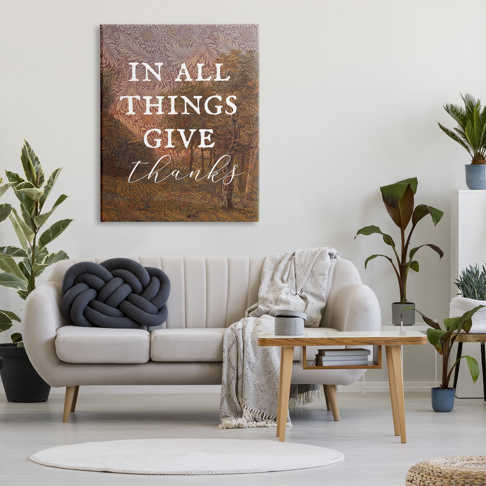 Stupell Industries Give Thanks Nature Pattern Nature Painting Gallery Wrapped Canvas Print Wall Art, 36 x 48