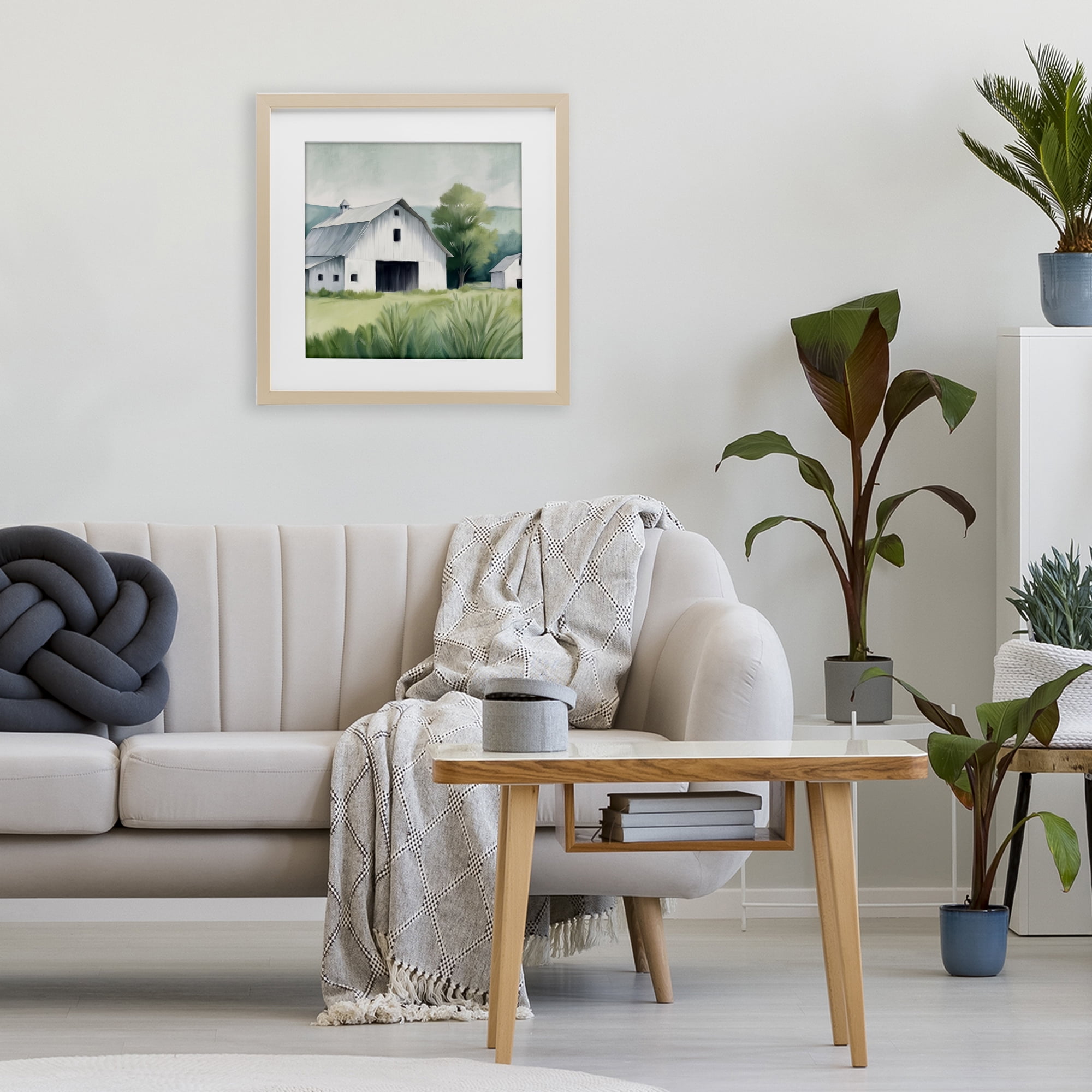 Stupell Industries Farm Home White Barn Birch Framed Print Under Glass, design by Kim Allen