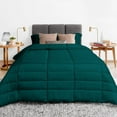 thumbnail image 2 of 1 Piece Luxury Long Box Pattern Comforter By D.N.G. BEDDINGS Premium Super Soft, All Season, 800 Thread Count, 100% Egyptian Cotton, Oversized Super King Size Teal Color, 2 of 5