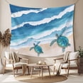 thumbnail image 2 of Blue Coastal Large Tapestry for Bedroom Wall Hanging Tapestry, Sea Turtle Summer Beach Waves Nautical Ceiling Backdrop Tapestries Poster Blanket Wall Decor for Teens Room Living Room Dorm 86" x 104", 2 of 8
