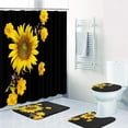 thumbnail image 6 of Yellow Flower Sunflower Bathroom Sets with Shower Curtain and Rugs and Accessories, Summer Spring Leaf Black Shower Curtain Sets, Floral Shower Curtains for Bathroom Decor 4 Pcs, 6 of 15