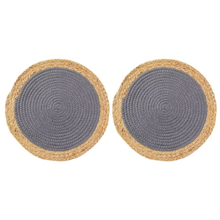 

PATKAW 2pcs Round Straw Placemat Table Mat Woven Table Placemats Heat Insulated Mat Farmhouse Decor