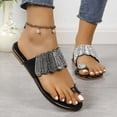 thumbnail image 6 of AXXD Women Black Sandals New Summer Plus-size Rhinestone Set Toe Flat Beach Sandals, 6 of 8