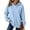 99#Light Blue, variant on Solid Color Hooded Sweatshirts Women Long Sleeve Front Pocket Loose Fit Trendy Fall Casual Pullover Hoodies White S