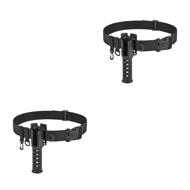 Greeniant Soporte para caña de pescar, cinturón de cintura, organizador de postes, correa para estante, barco de mar al aire libre, soporte de Negro 2piezas