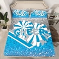 thumbnail image 2 of jejeloiu Gymnastic Sports Twin Sheet Sets,Chic Glitter Print Twin Fitted Sheet,Blue White Flat Sheet For Girls Kids,Ultra Soft Home Decor,3pcs, 2 of 7