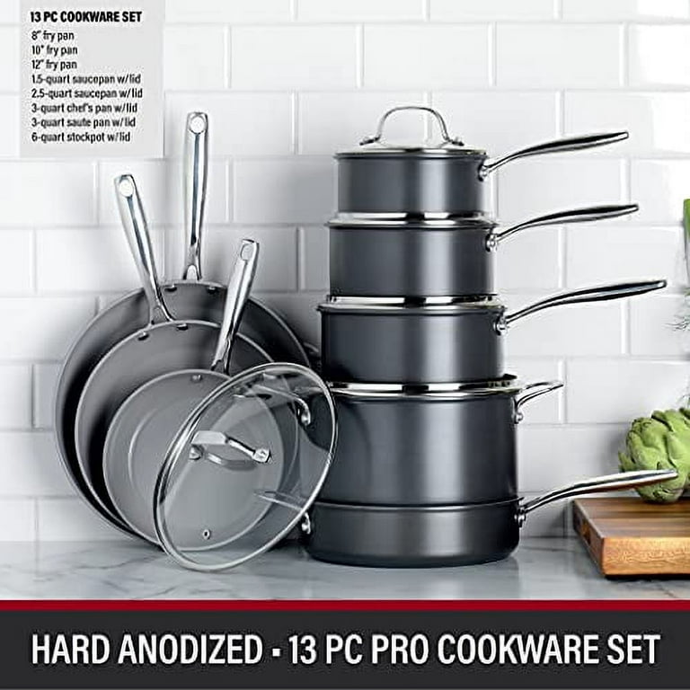 GRANITESTONE Stackmaster 15 Pcs Pots and Pans Set Induction-compatible,  Nonstick Cookware Set, Scratch-Resistant, Granite-coated Anodized Aluminum