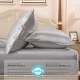 thumbnail image 2 of PROMEED 3pcs Grade 6A Silk Sheets for Queen Size Bed with Deep Pocket Fitted Sheet and Pillowcases, All 23 Momme Mulberry Silk 3 Piece Sheet Set (Light Grey, Queen), 2 of 6