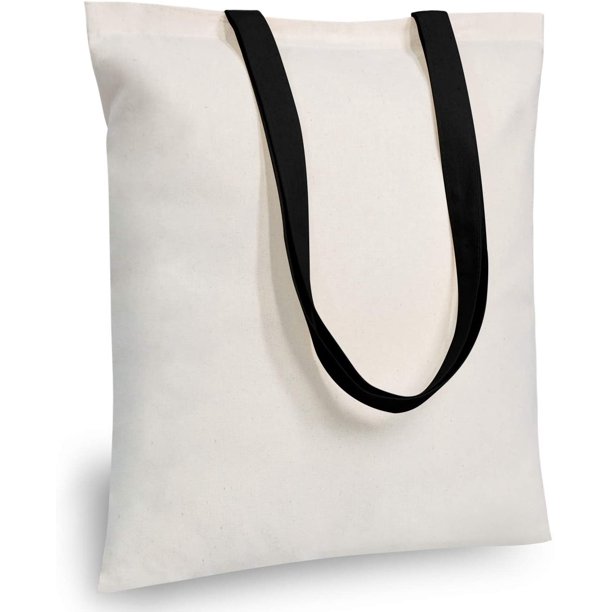 TOPDesign Paquete de 5 bolsas económicas de algodón de 16.0 x 15.0 in, color negro, ligeras, medianas, reutilizables, para compras de comestibles, adecuadas para bricolaje, publicidad, promoción, rega