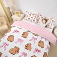 thumbnail image 2 of Erosebridal Kawaii Capybara Queen Duvet Cover Set For Children Boys Girls,Cute Ribbon Bow Donuts Bedding For Kids,3 Pieces,No Comforter,Pink Reversible, 2 of 6