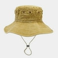 thumbnail image 4 of Vintage Washed Unisex Sun Hat - Brass Buckle, Wide Brim for Sun Protection, Durable, Adjustable Fit, for Hiking, Fishing & Outdoor, One Size, 4 of 4