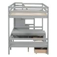 thumbnail image 5 of EUROCO Full Size Bunk Bed with Convertible Down Bed and Storage Staircase, Gray, 5 of 16