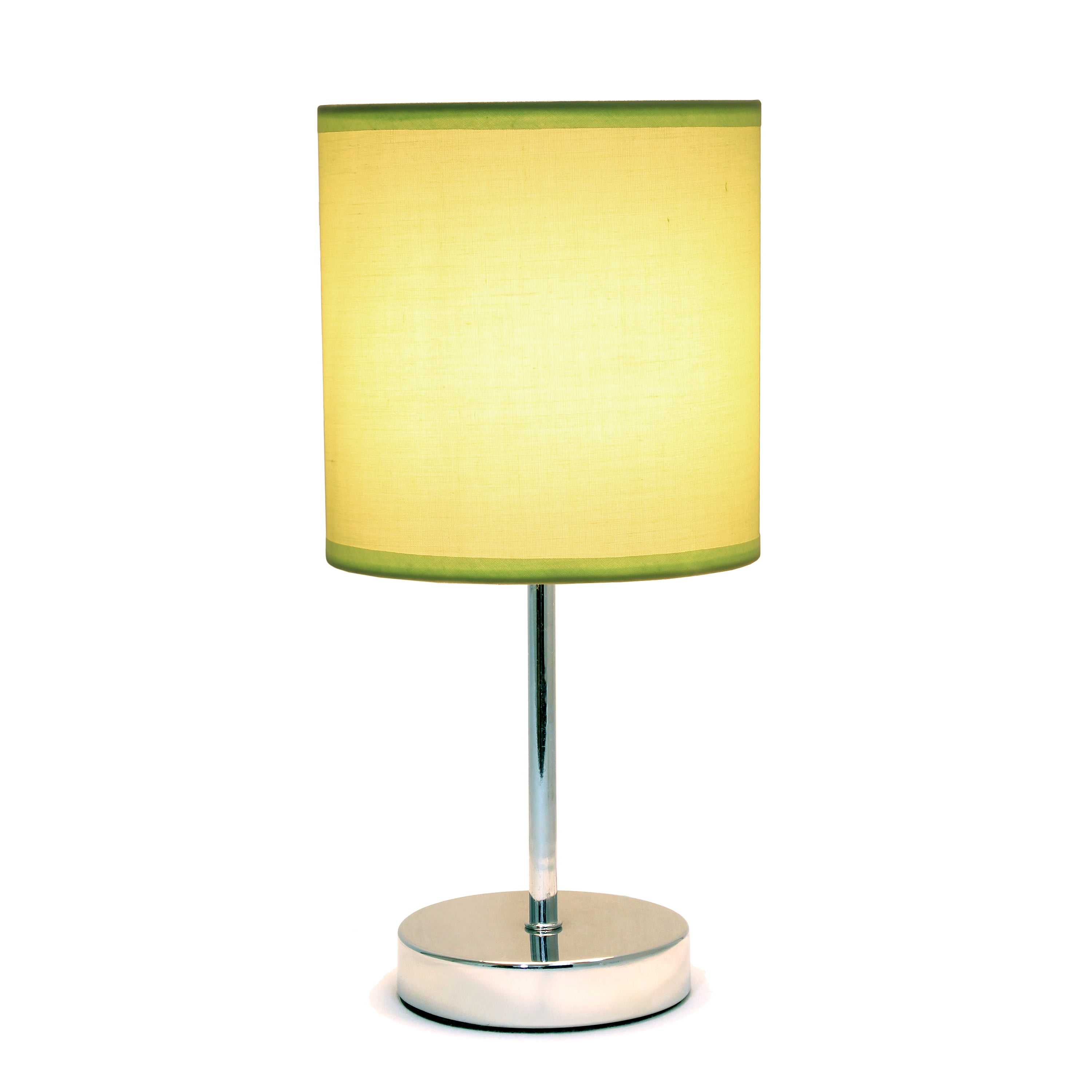 Creekwood Home 11.81" Chrome Petite Metal Stick Table Lamp with LED Bulb, Green Shade
