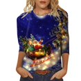 thumbnail image 4 of Pntutb - Camiseta holgada con estampado de moda para mujer, blusa de manga 3/4, cuello redondo, tops casuales Pntutb Pntutb-1399, 4 of 5
