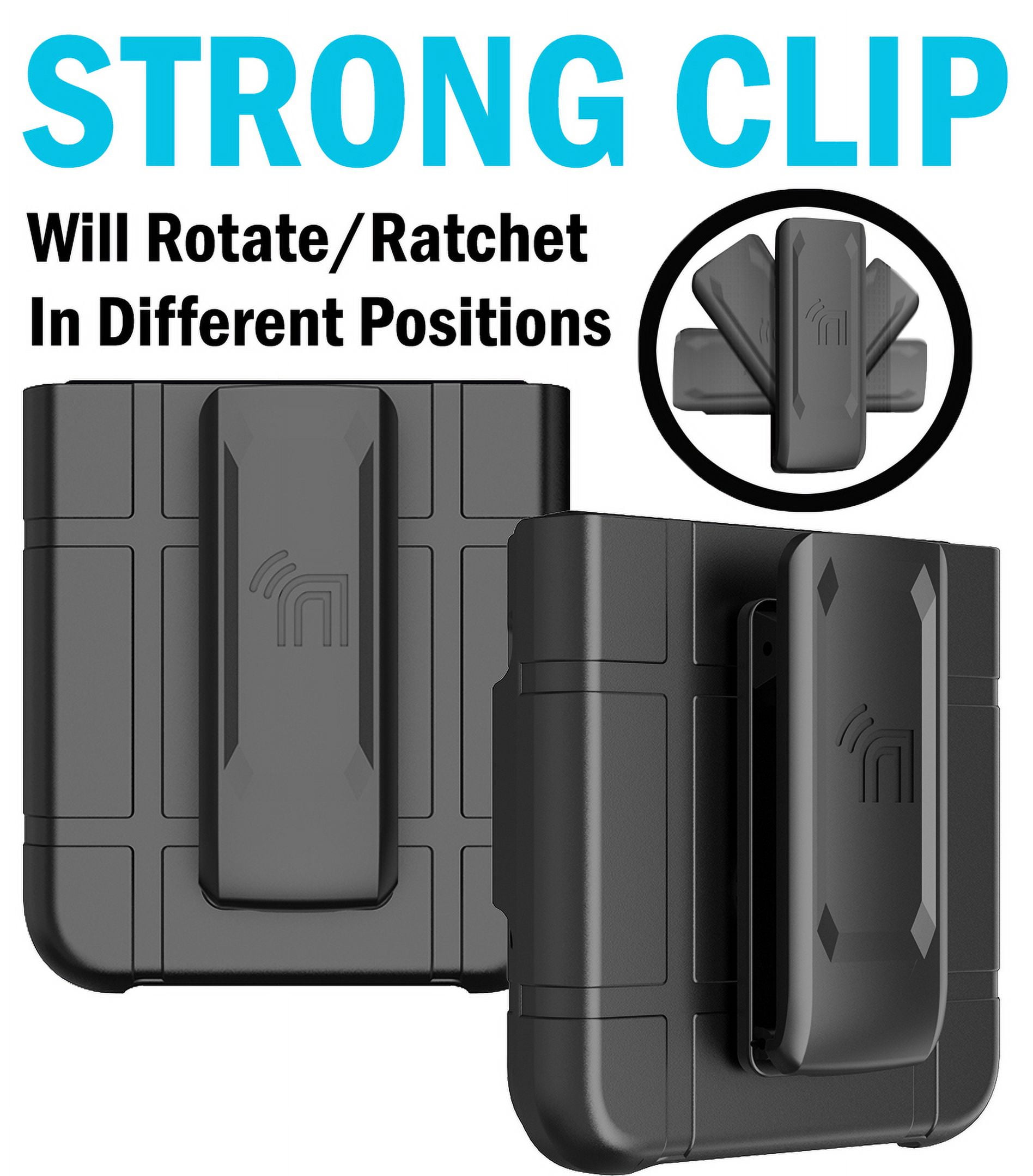 Nakedcellphone Electro Combo for Samsung Galaxy Z Flip 7 Phone Case with Belt Clip Holster Holder - Built-In Screen Protector - Hinge Cover - Compatible with MagSafe - Black/Clear