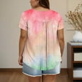 thumbnail image 4 of Plus Size Tops for Women Henley Short Sleeve Flowy Tie Dye T-Shirts Summer Loose Casual Color Block Tee (5XL, Hot Pink 1), 4 of 6