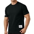 thumbnail image 2 of FRSASU Men's T-Shirts Short Sleeve Crew Neck Casual Drop Shoulder Loose Fit T-shirts with Pocket Black, 2 of 7