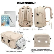 Backpacks for Adults- Large Travel Backpack, Flight Approved Carry-on Luggage, Personal Item Travel Bag Fits 15.6 Laptop Mochila ,Beige