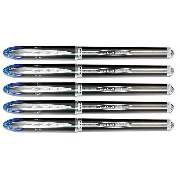 uniball Vision Elite Stick Roller Ball Pen, Blue, Super Fine, 5 Pens (69177)