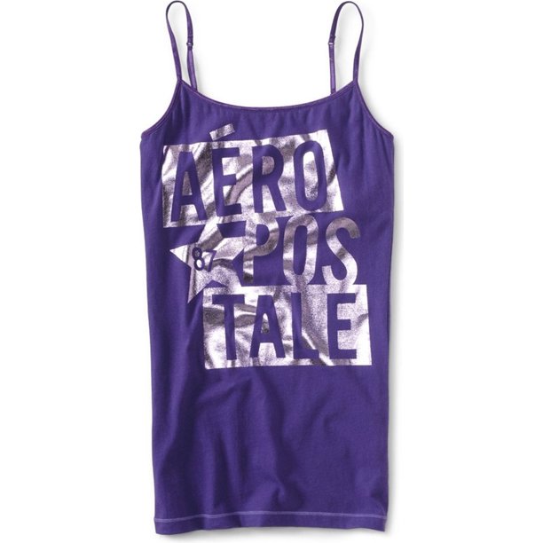 Aeropostale Shiny Star 87 Cami Camiseta sin mangas para mujer, Púrpura, S Aeropostale Cami