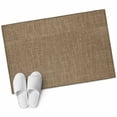 thumbnail image 2 of Brown 2x3 Door Mat Rug, Farmhouse Burlap Solid Beige Color Modern Linen Texture Non-Skid Rubber Backing Large Rectangle Rugs - Living Room Bedroom Home Office, Indoor Floor Mat Carpets Washable Rug, 2 of 9