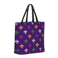 thumbnail image 2 of Naloa Purple Mardi Gras Tote Bag for Women, Foldable Tote Bag With Zipper, Large Shoulder Bag, Top Handle Handbag for Travel, Work, Shopping, 2 of 9