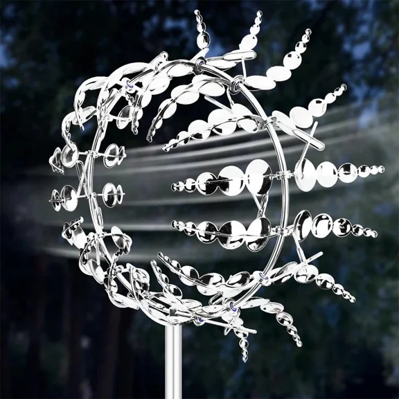 Magical Metal Windmill 3D Wind Powered Kinetic Sculpture For Yard Garden Decor