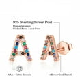 thumbnail image 6 of TINGN Initial Stud Earrings for Women Hypoallergenic 925 Sterling Silver Post Rainbow Cubic Zirconia Initial Earrings for Women Jewelry Gifts, 6 of 8