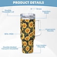thumbnail image 5 of Daiia Vintage Black Plaid Sunflower Printed 40 oz Tumbler with Handle,Ice Bully Insulated Tumbler 2 in 1 Lid Insulated Water Bottle Stainless Steel Travel Coffee Mug, 5 of 8