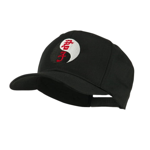 Yin and Yang Symbol Chinese Embroidered Cap - Black OSFM
