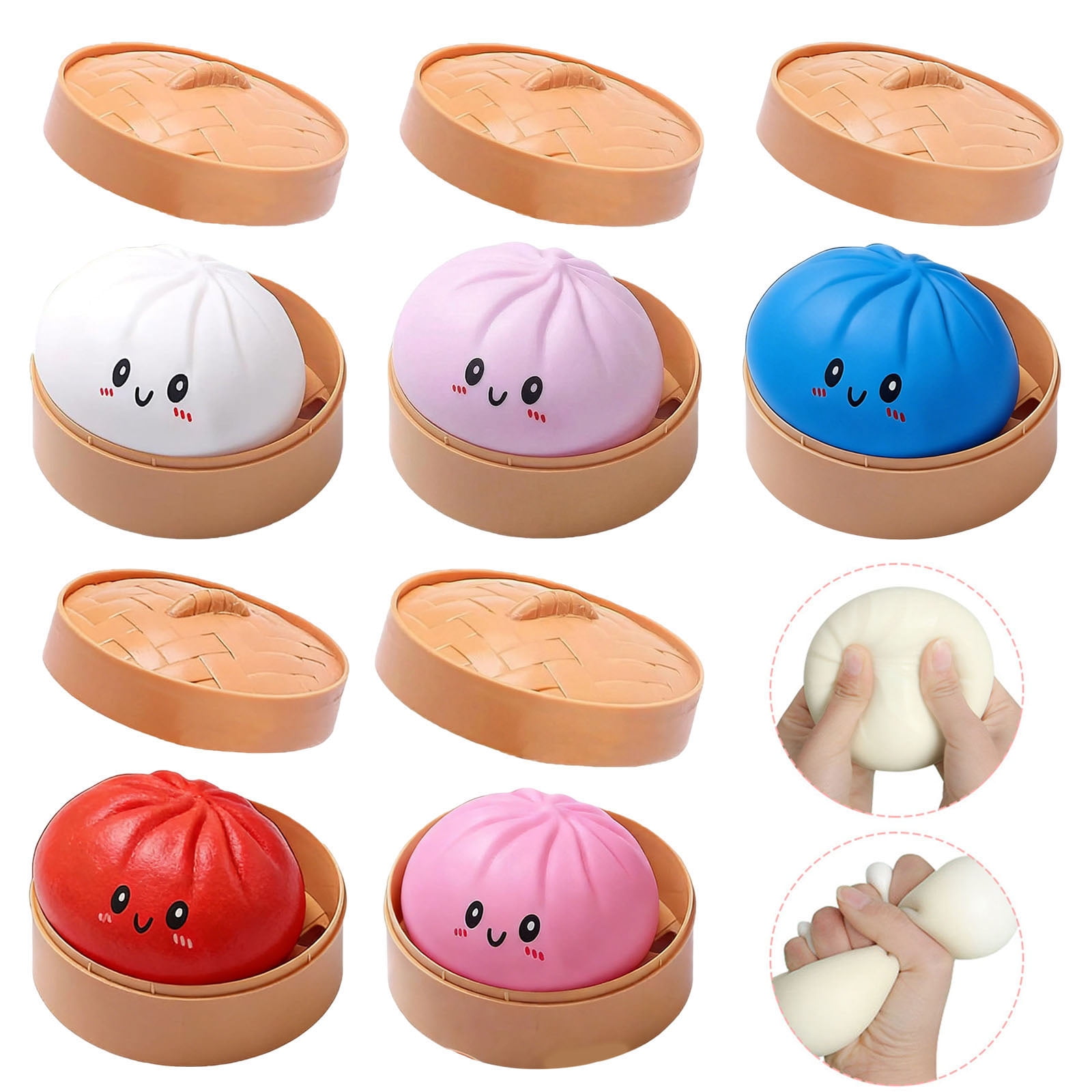 Giant Dumpling Squishy, 4/6/10 Inch Squishy Dumpling Squishy Large, Valentines Day Jumbo Dumplings Bun with Face for Adults