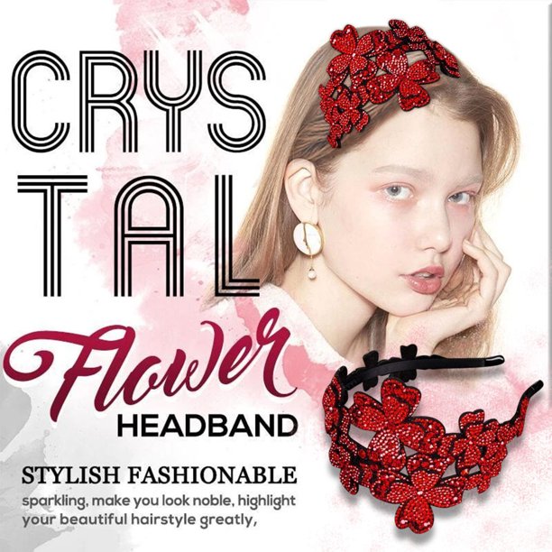 Diademas para mujer, diadema cuadrada con flores de cristal, accesorio para el cabello con cristales brillantes, pinza para el cabello.