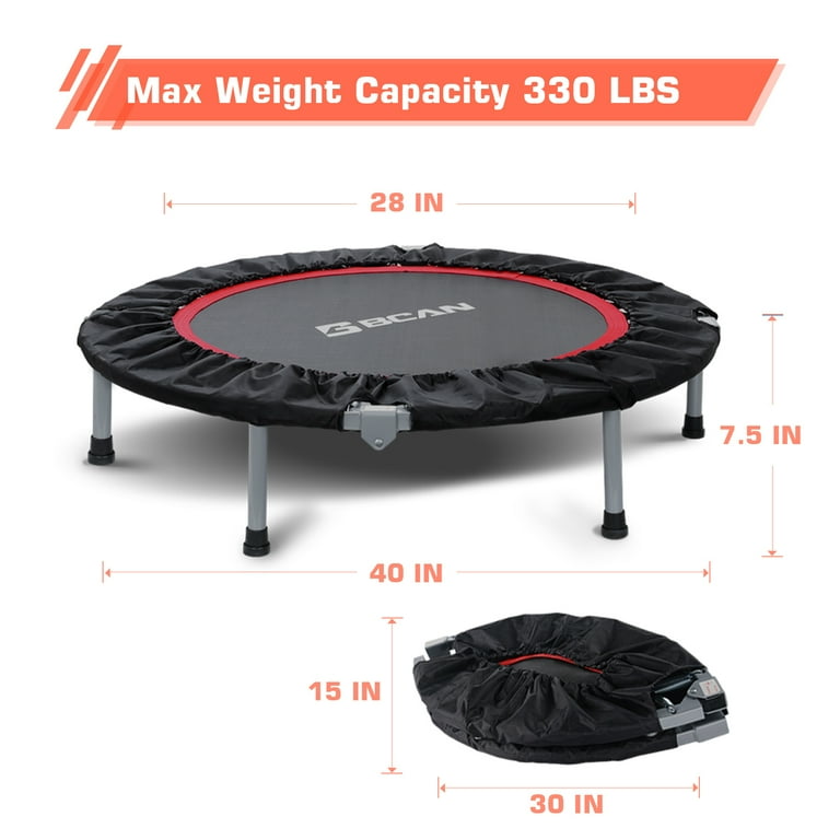 BCAN 40'' Foldable Mini Trampoline Fitness Trampoline with Safety