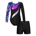 thumbnail image 3 of iixpin Girls Sparkle Ballet Dance Unitard Biketard with Gymnastic Shorts Long Sleeve Leotards Set Athletic Tracksuit Starry Black 10, 3 of 7