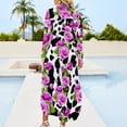 thumbnail image 5 of 2024 Cow Print And Roses Placed Casual Dress Cow Spots Flower Korean Fashion Dresses V Neck Trendy Chiffon Dress Clothes Large Size, 5 of 7