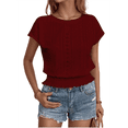 thumbnail image 1 of Blusa Informal Elegante con Mangas y Dobladillo Fruncido para Mujer, Color Rojo Vino, Talla L, 1 of 8