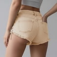 thumbnail image 4 of Women's Mid Rise Ripped Stretchy Jeans Shorts Womens High Waisted Stretch Summer Shorts for Women Trendy 2026 Outfits Casual Frayed Denim Shorts Migroa Beige L, 4 of 4