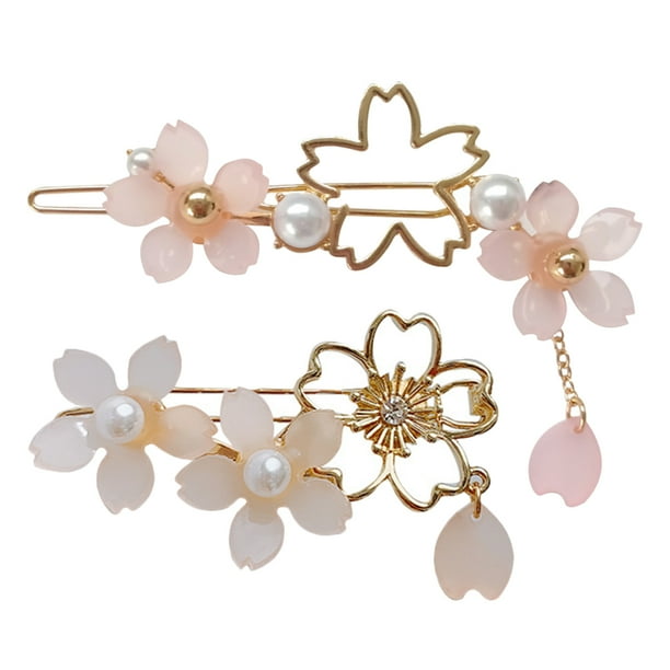 2pcs Cerezo japonés Cerezo Pino Flor Clips Cabello adorno para mujeres