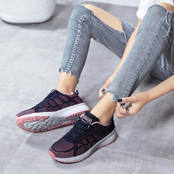 Zapatos deportivos de tejido volador, zapatos ligeros informales de malla transpirable para mujer Wmkox8yii shalkjhdk868