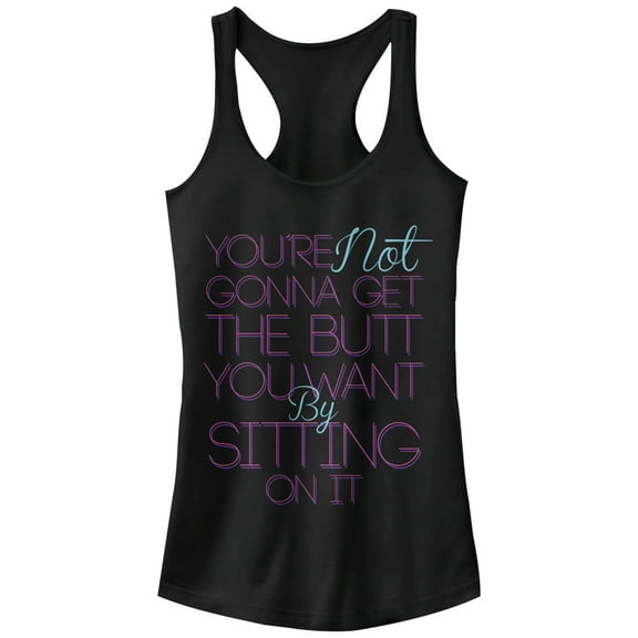 Junior's CHIN UP Sitting on Your Butt Racerback Tank Top Black 2X Large