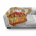 thumbnail image 3 of King Soft Flannel Fleece Throw Blanket, Royal Crown Gem Like Image of Imperial Majestic Print, Cozy Plush for Indoor and Outdoor Use, 60" x 80", Marigold Orange, by Ambesonne, 3 of 6