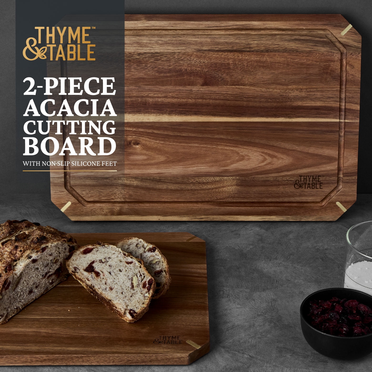 Thyme & Table 2-Piece Acacia Cutting Board Set