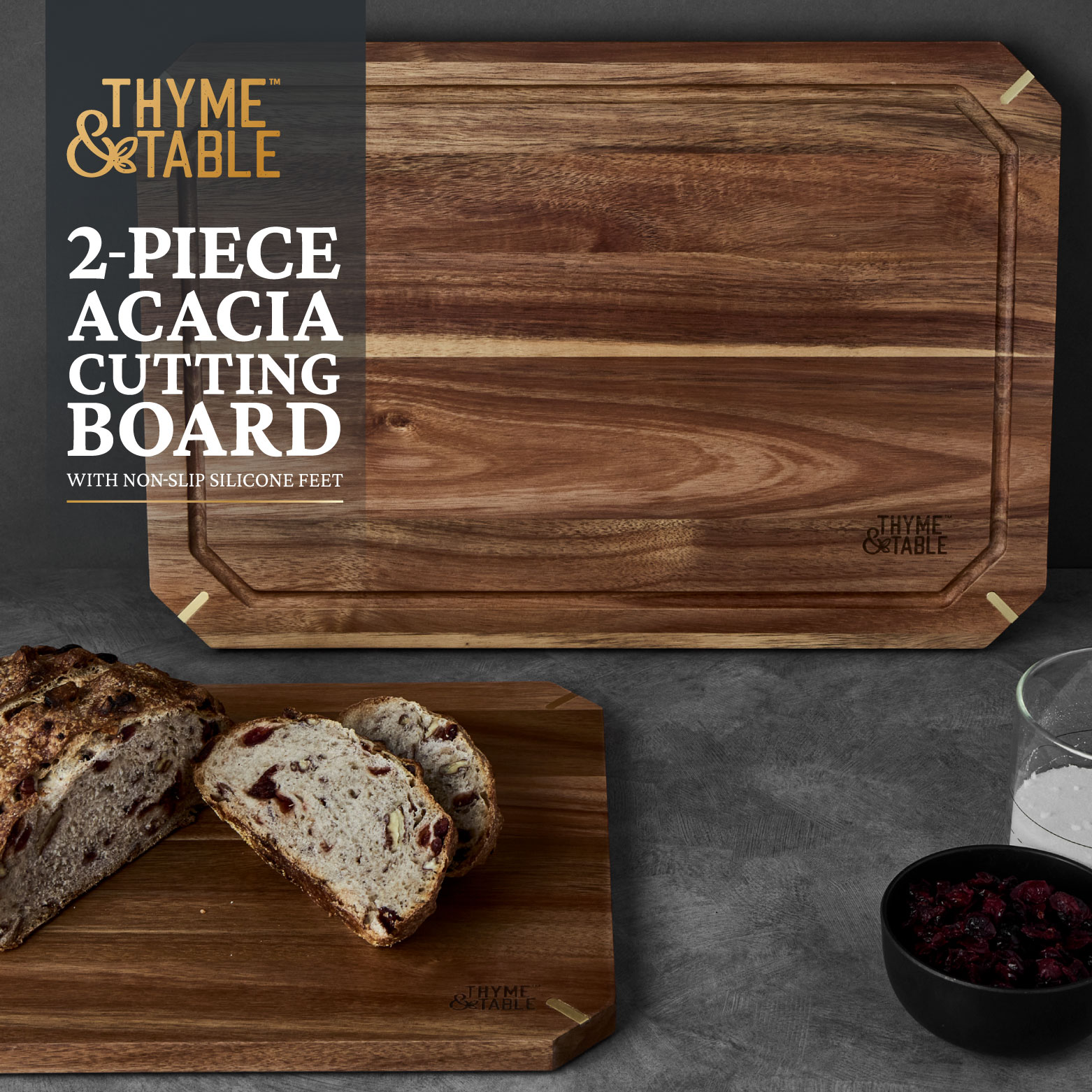 Thyme & Table 2-Piece Acacia Cutting Board Set photo 3