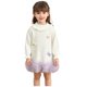 thumbnail image 1 of Vestido de niña de punto con cuello redondo y manga larga, color liso, estilo clásico infantil, con falda de flores y cuello de hoja, de poliéster., 1 of 6