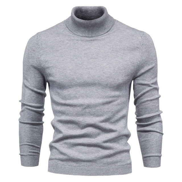 Weiqiqre Sweaters for Men Casual Slim Fit Knitted Turtleneck Pullover Long Sleeved Loose Sweaters with Twist Patterned
