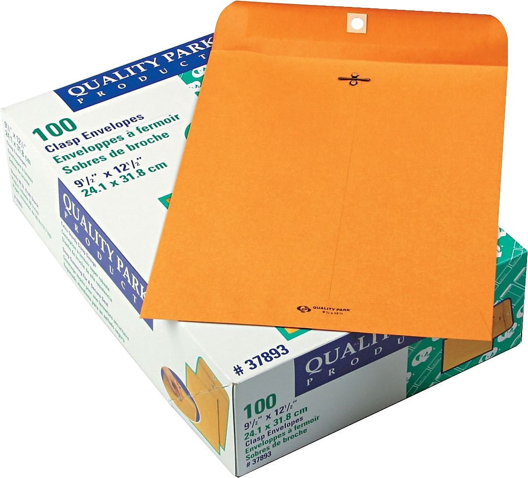 Quality Park, QUA37893, Gummed Kraft Clasp Envelopes, 100 / Box, Kraft