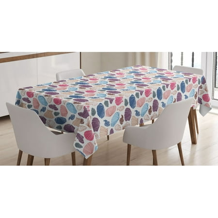 

Scallop Tablecloth Delicate Hand Drawn Colorful Shells Marine Nautical Rectangle Satin Table Cover Accent for Dining Room and Kitchen 60 X 84 Multicolor by Ambesonne