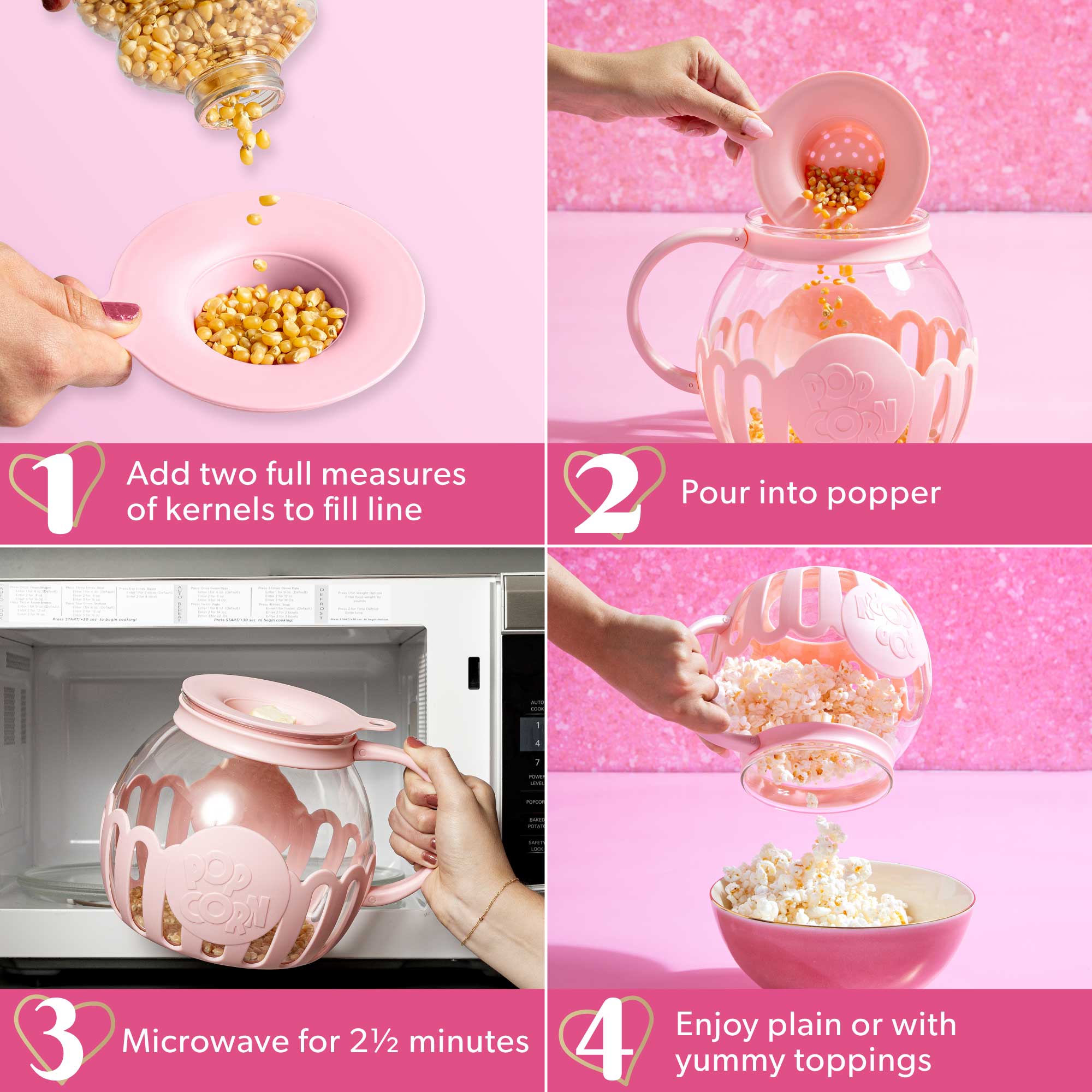Paris Hilton Microwave Popcorn Popper, Dishwasher Safe, 3.3-Quart, Pink - image 5 of 9