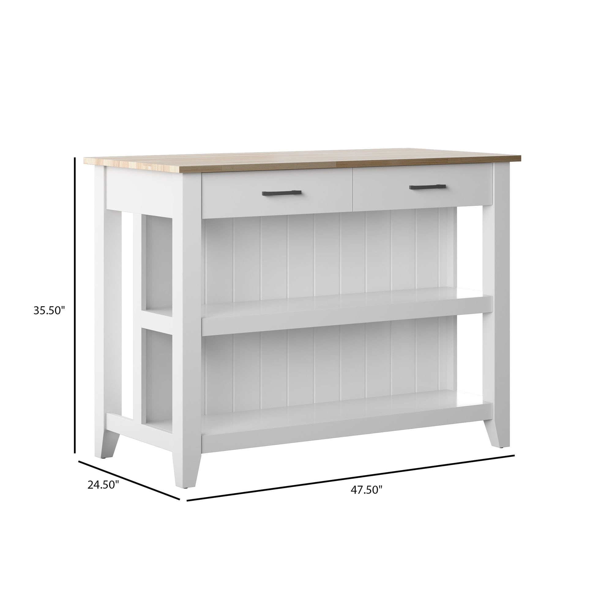 Twin Star Home 48" Modern Farmhouse Kitchen Island, White